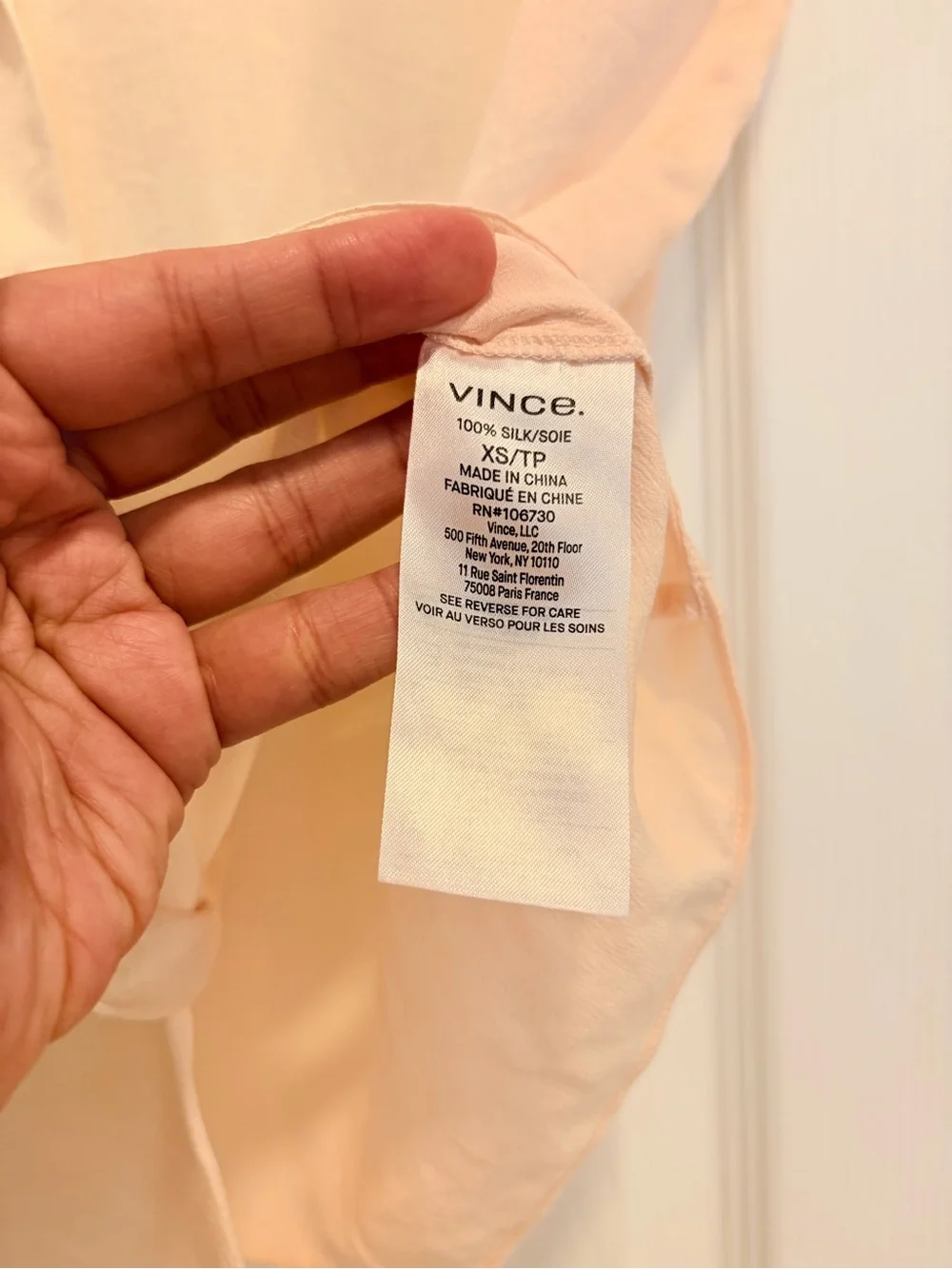 Vince Cream Cap-Sleeve Button Down Silk Shirt Size XS
